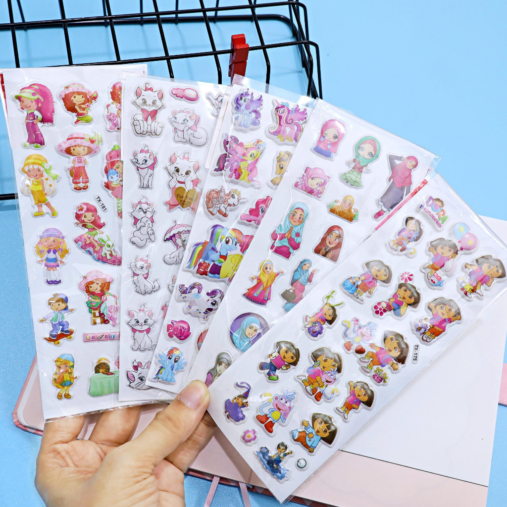 (ISI 1-3 PCS ) Stiker Timbul Mainan Anak-Anak Import Foam Glitter Karakter Kartun 3D Lucu Buat Hadiah Sticker