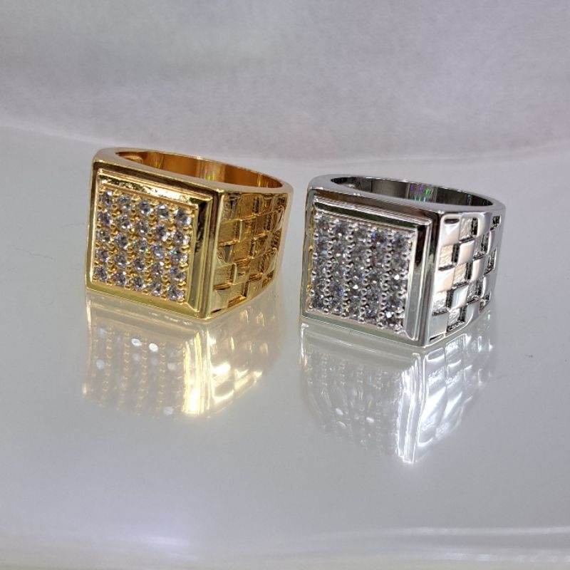 Cincin Pria Titanium Lapis Emas Berlian Zirkon Super (18)