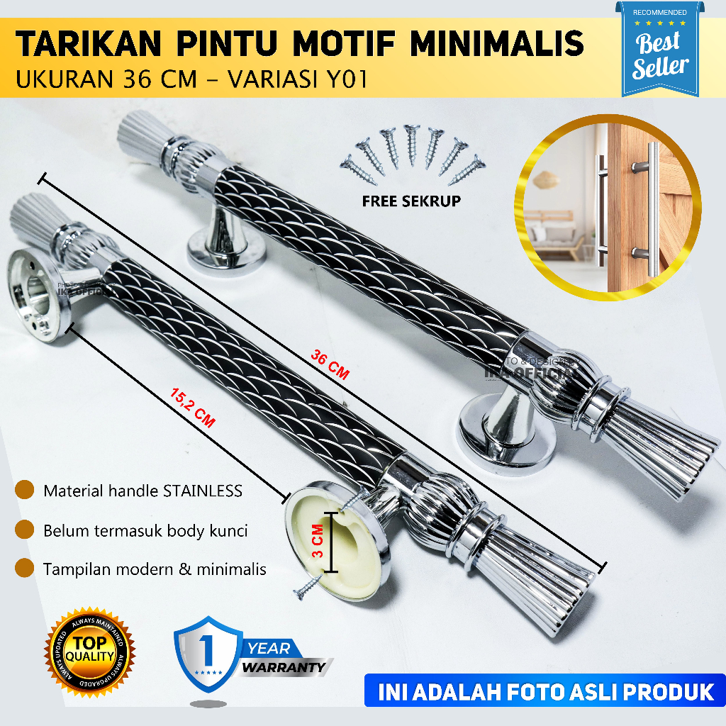 handle pintu rumah 33 cm &amp; 45 cm murah minimalis tarikan pintu pull stainless gagang pintu awet