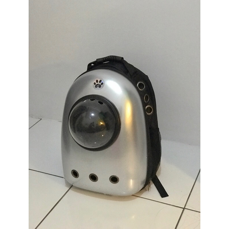 [PRELOVED] Pet Carrier/Cargo Tas Kucing Anjing Silver Bekas