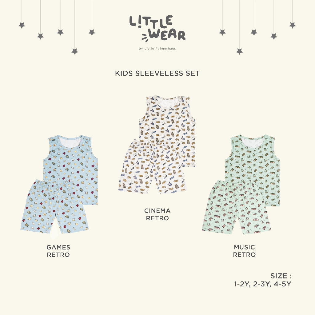 Baju Bayi Setelan Anak Kutung Singlet Celana Pendek Little Palmerhaus - Little Wear Kids Sleeveless Set 1-5 Tahun