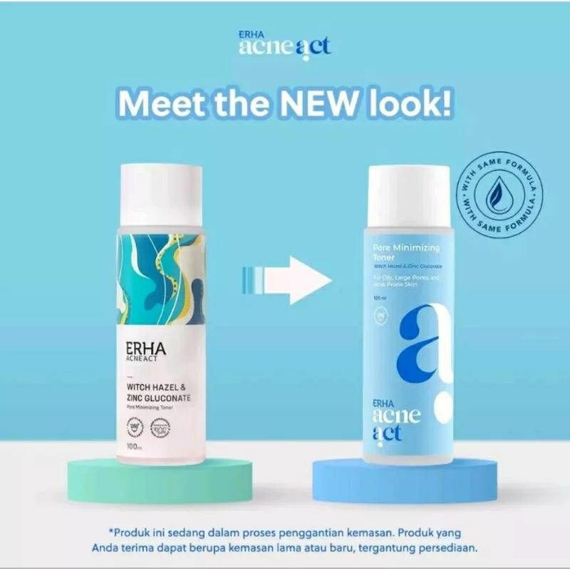 ERHA AcneAct Witch Hazel &amp; BHA Gentle Acne Facial Wash l Toner Zinc Gluconate l Chamomile 100mL l Calming Gel Pelembab 100g Sabun Wajah Jerawat