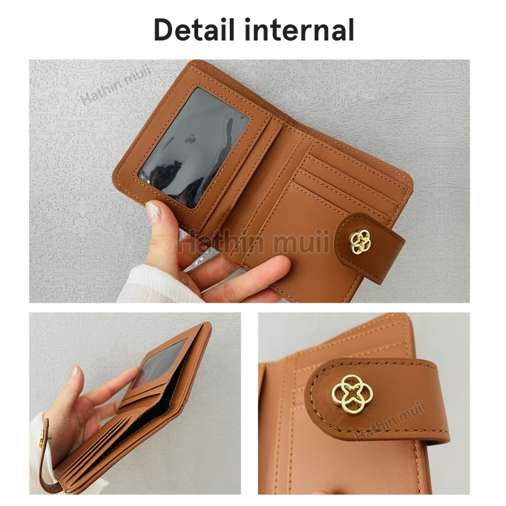 Hathin muii COD  Dompet Pendek Wanita -  Fenty Wallet Houndstooth Ritsleting Atau Tutup Mode Retro Fashion Korea Women's Wallet