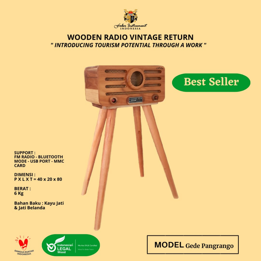 Radio Kayu Model Gede Pangrango