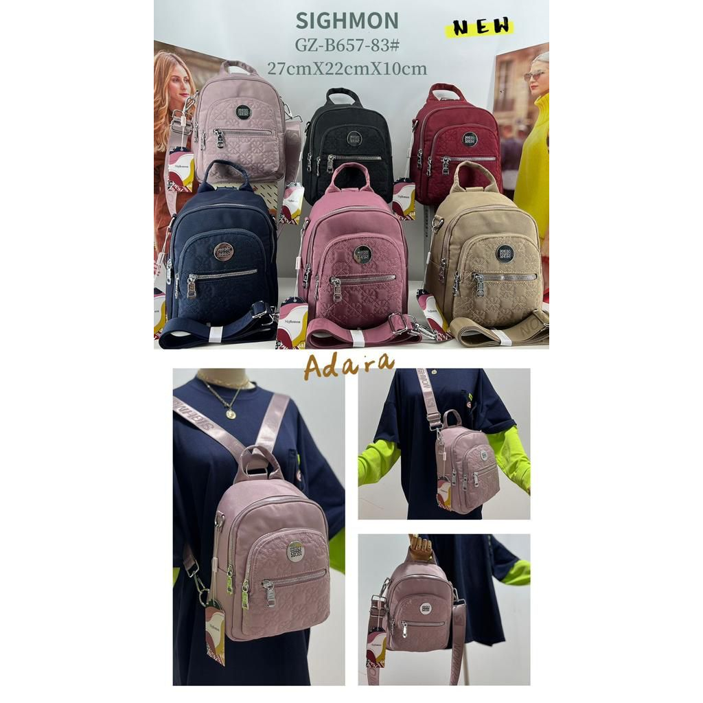 (PINK_IMP) New Import Tas Ransel Sighmon Fashion Wanita . Full Emboss