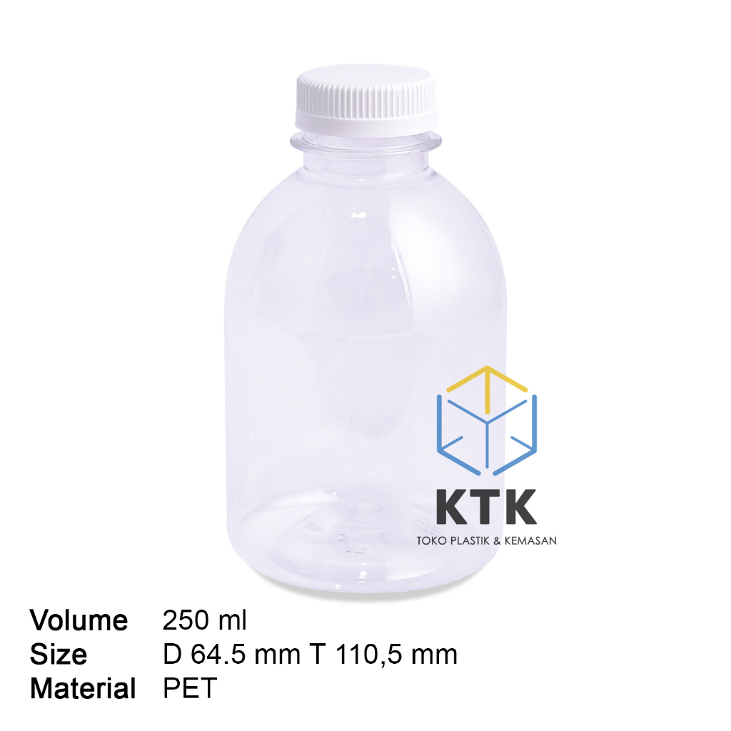 Botol Plastik Detox 250 ML [10 pcs & 50 pcs] Kemasan Minuman Unik Kecil Bulat