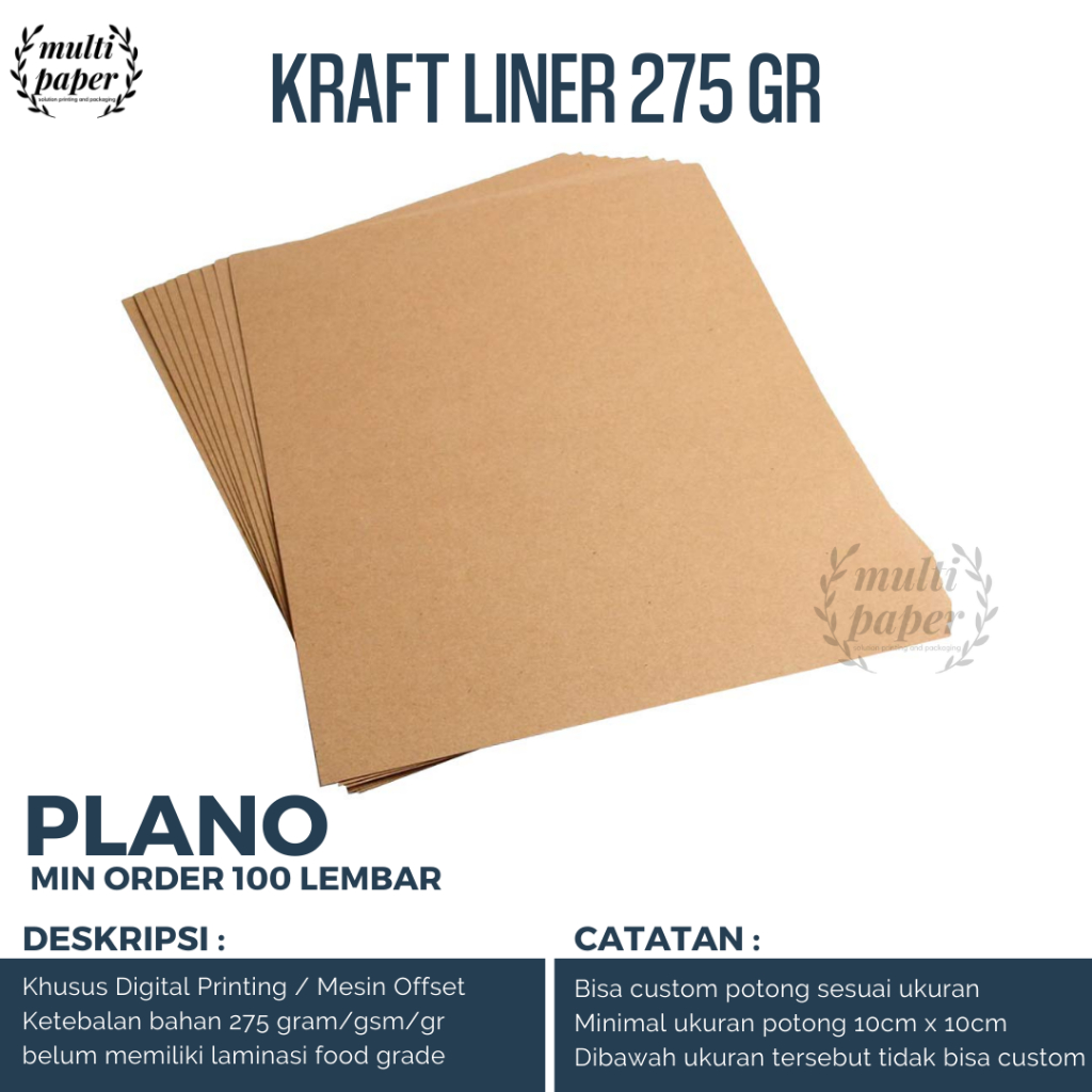 

Samson Kraft 275 gsm PLANO isi 100 lembar / Kertas Samson Kraft Liner Tebal 275 gram / Kertas Kraft