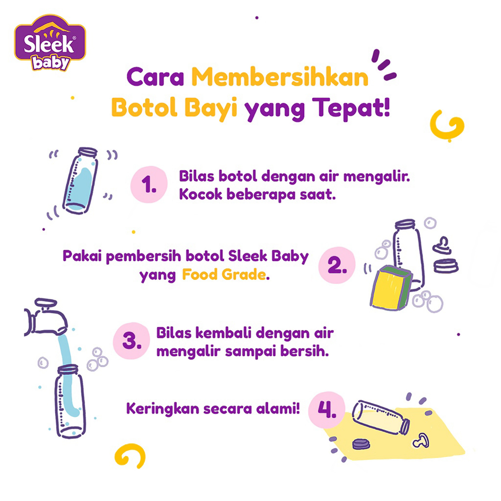 Sleek Baby Bottle Nipple &amp; Accessories Cleanser Pouch 450ml - Pencuci Botol, Perlengkapan Bayi