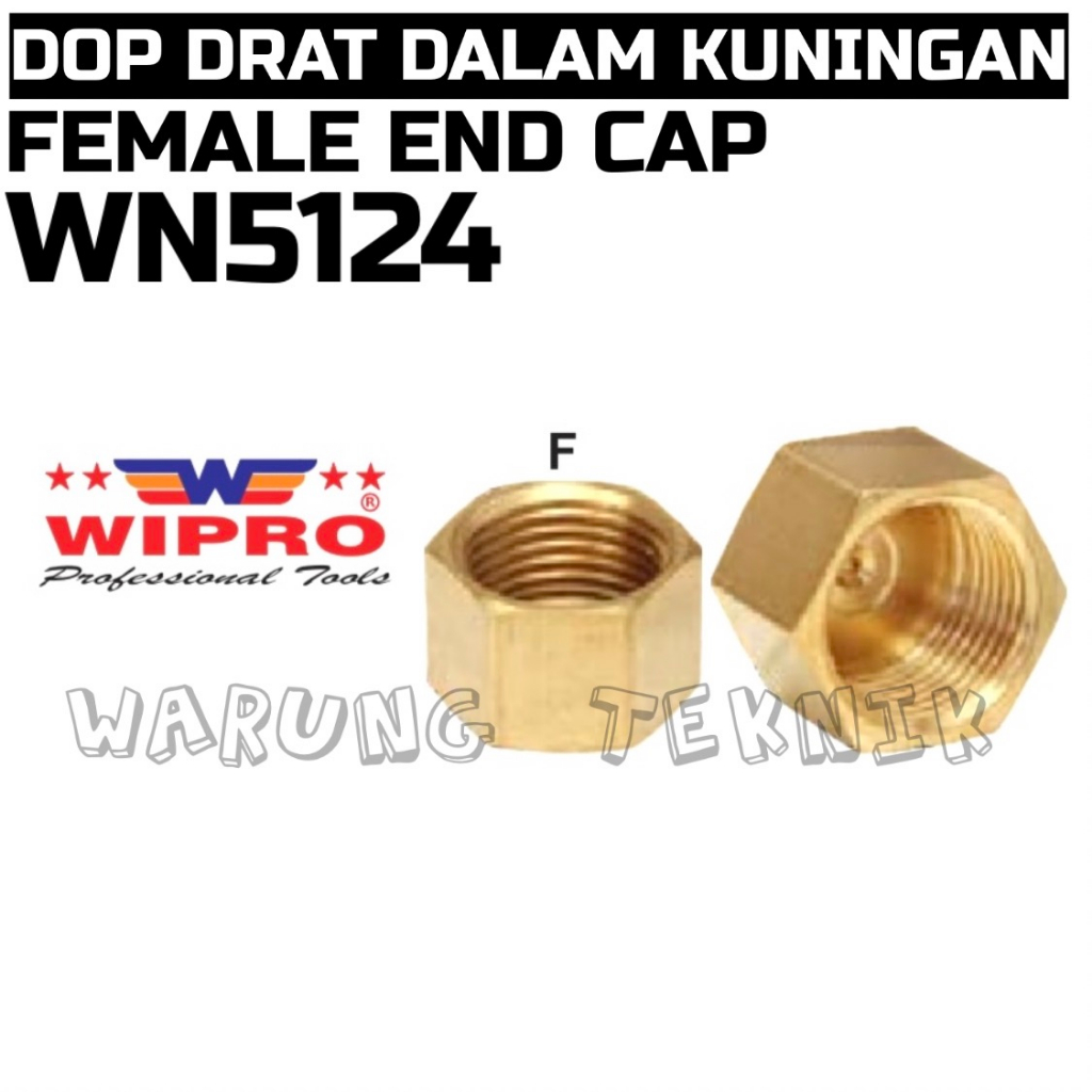 WIPRO WN5124 FEMALE END CAP - DOP DRAT DALAM KUNINGAN 1/8&quot; 1/4&quot; 3/8&quot; 1/2&quot;