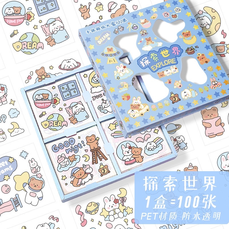 100 lembar/Box Stiker Motif Kartun Korea Anti air dapat box BY SMOLL