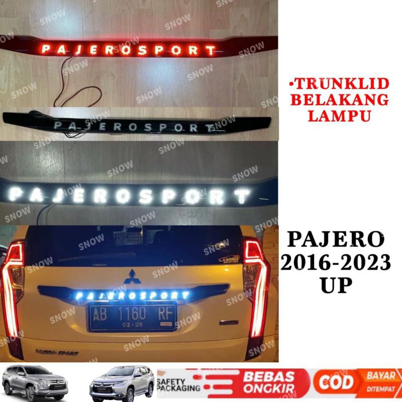 Trunk Lid All New Pajero 2016 2022 2023 List Bagasi Belakang Trunklid Lampu LED Hitam Chrome