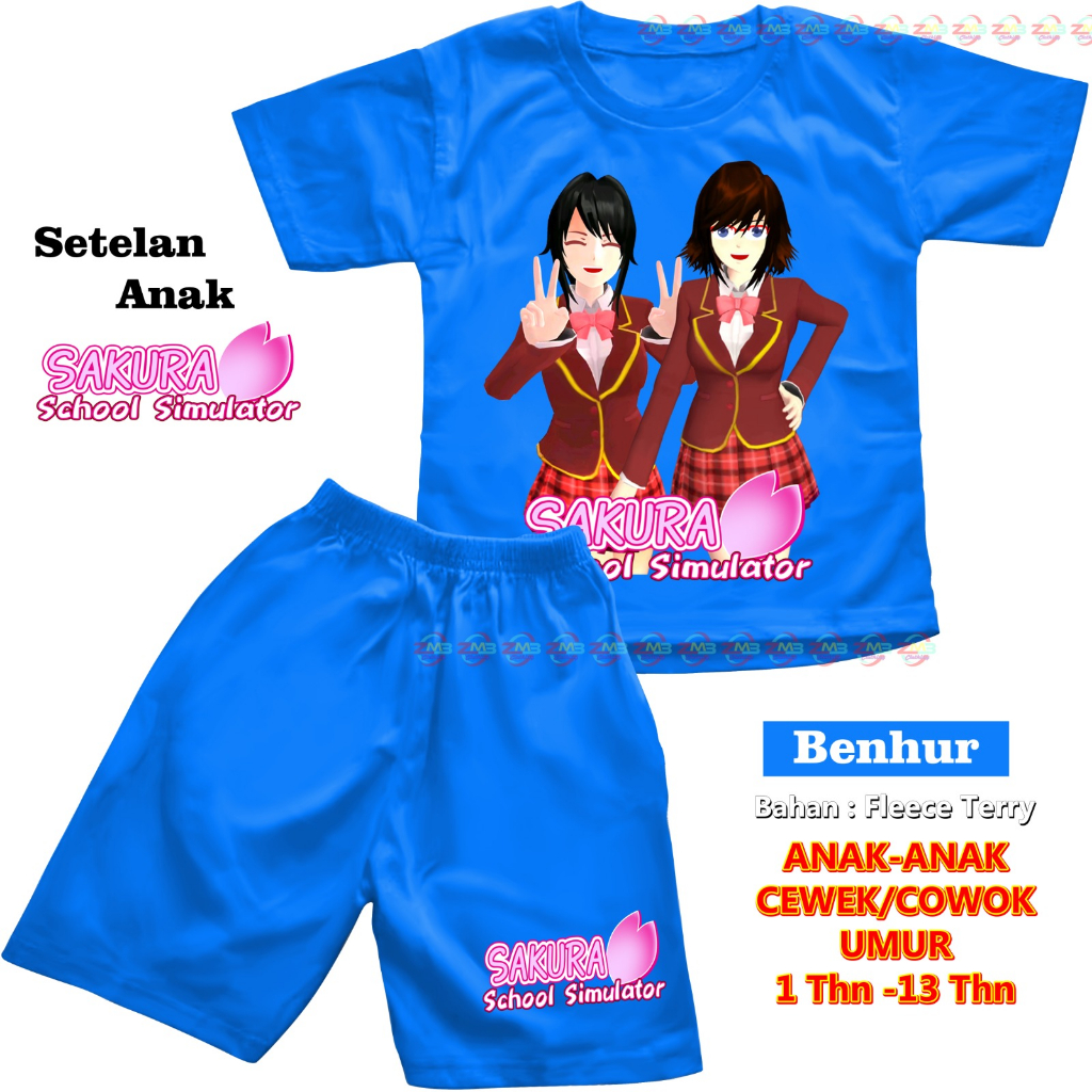 SETELAN ANAK PENDEK UNISEX CEWEK/COWOK SAKURA DIGITAL SABLON