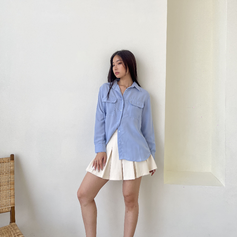 Reign Office Shirt / Office Korean Top / Casual Blouse / Long Sleeve Top