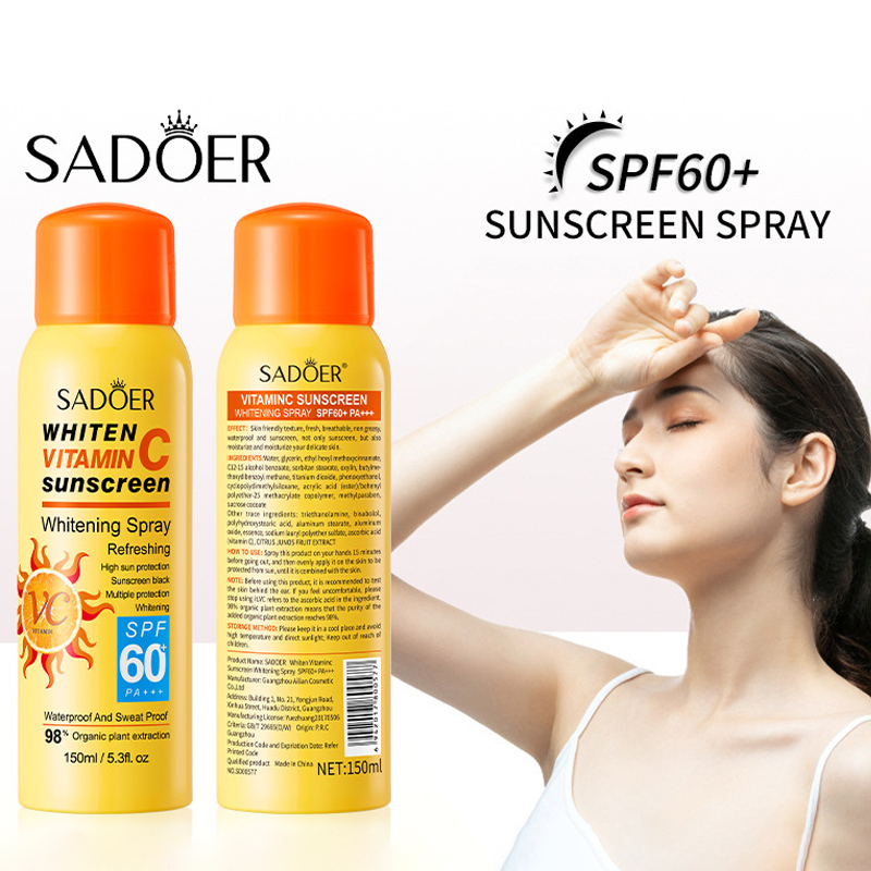 SADOER Tabir Surya Pemutih Vitamin C 2 in 1 Sunscreen Spray SPF60 PA++++