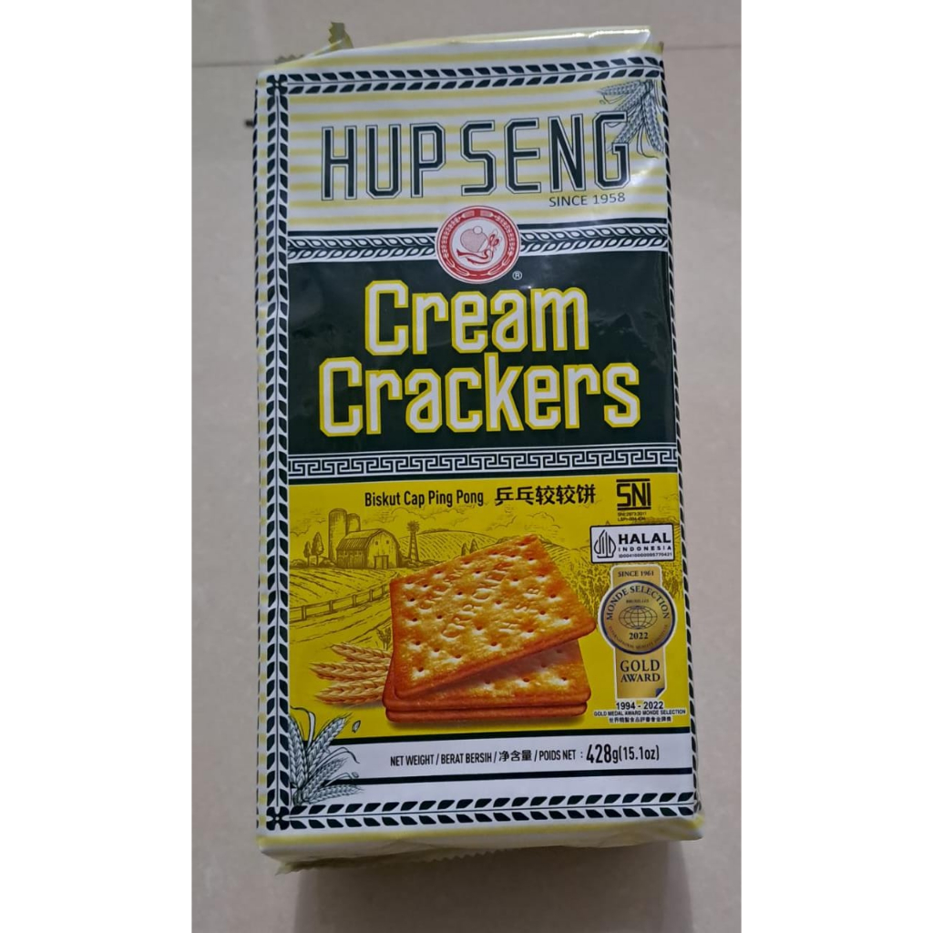 

Roti Kering Biskuit HUP SENG Cream Crackers Rasa asin,l 428GR Malaysia