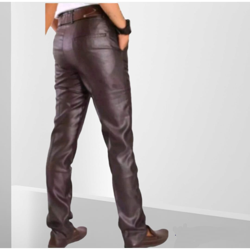 Celana Panjang Pria Kantor Slim Fit Mengkilap Metallik 27 38 Formal Setelan Jas Warna Hitam Abu Navy Biru Ankle Pants Seragam Guru Real Pict Terwuwu