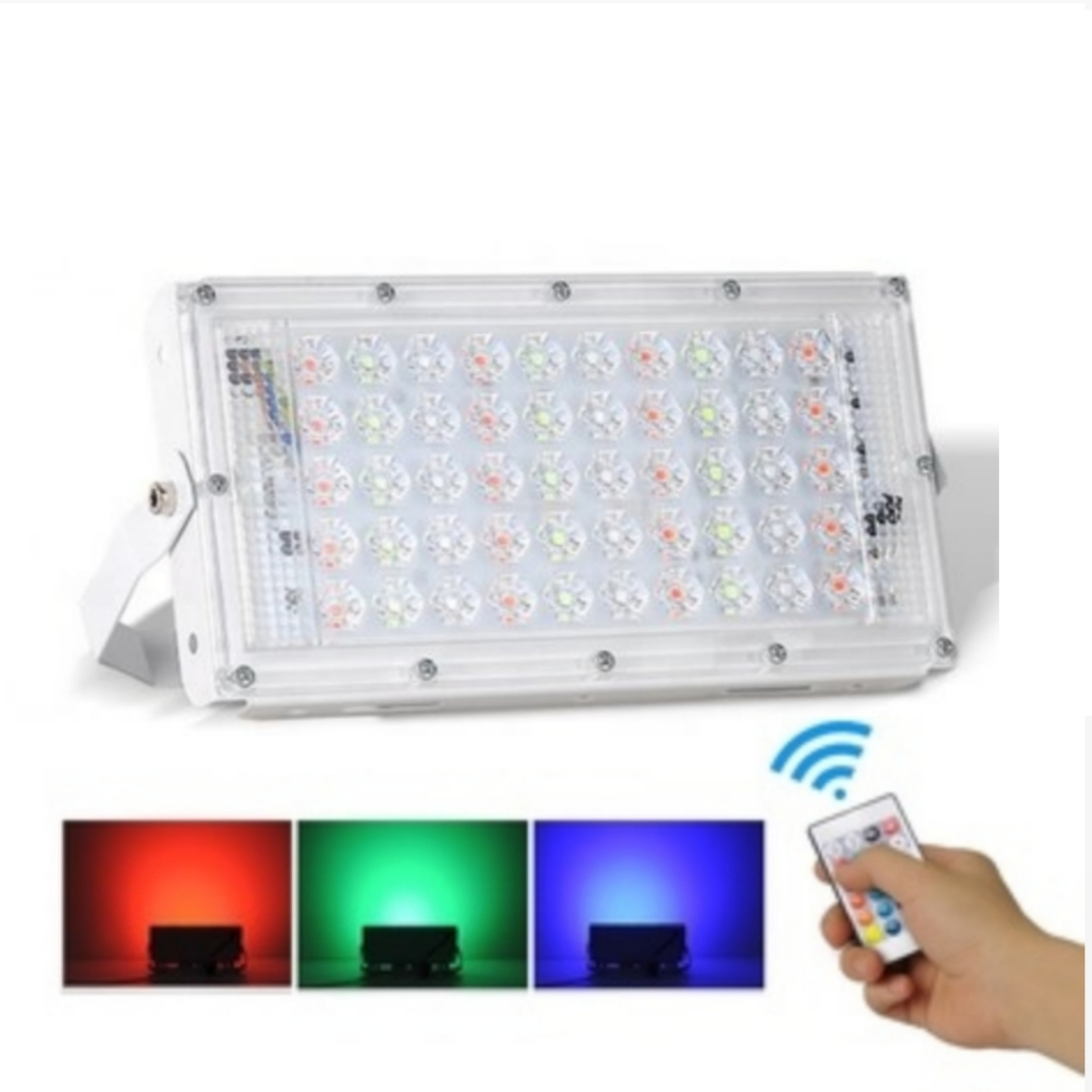 LAMPU SOROT 50W RGB MODEL Remote LAMPU LED TEMBAK 50watt floodlight