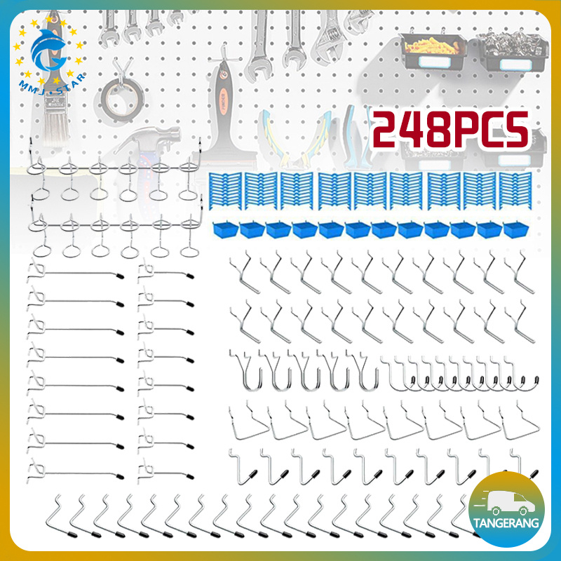 【248 PCS】Pegboard Pengait/Gantungan Pegboard/Hooks Pegboard Assortment