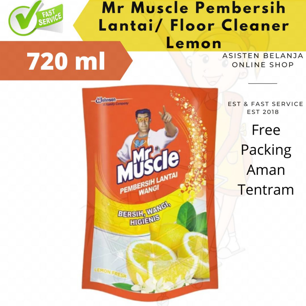 MR MUSCLE Pembersih Lantai Lemon Fresh ref 720 ml Antibacterial Floor Cleaner 720ml