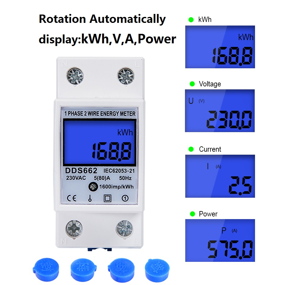 Meteran Listrik Digital Din Rail kWh Meter Single Phase 230V - DDS662 - White