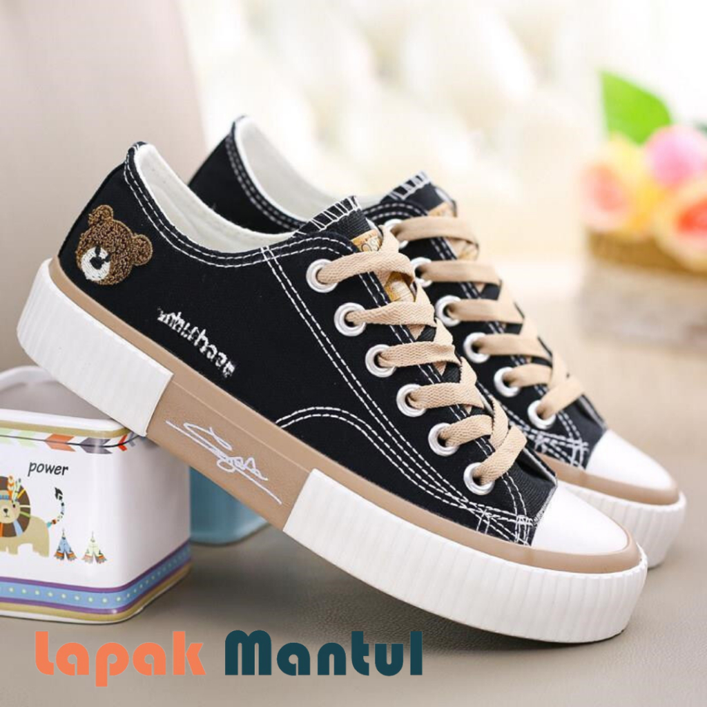 LM-0251[ Bisa COD ] Sepatu Wanita Sneakers Tali Kanvas dan Elegan Sepatu Import Original Terbaru-Sepatu Canvas Wanita Import High Quality