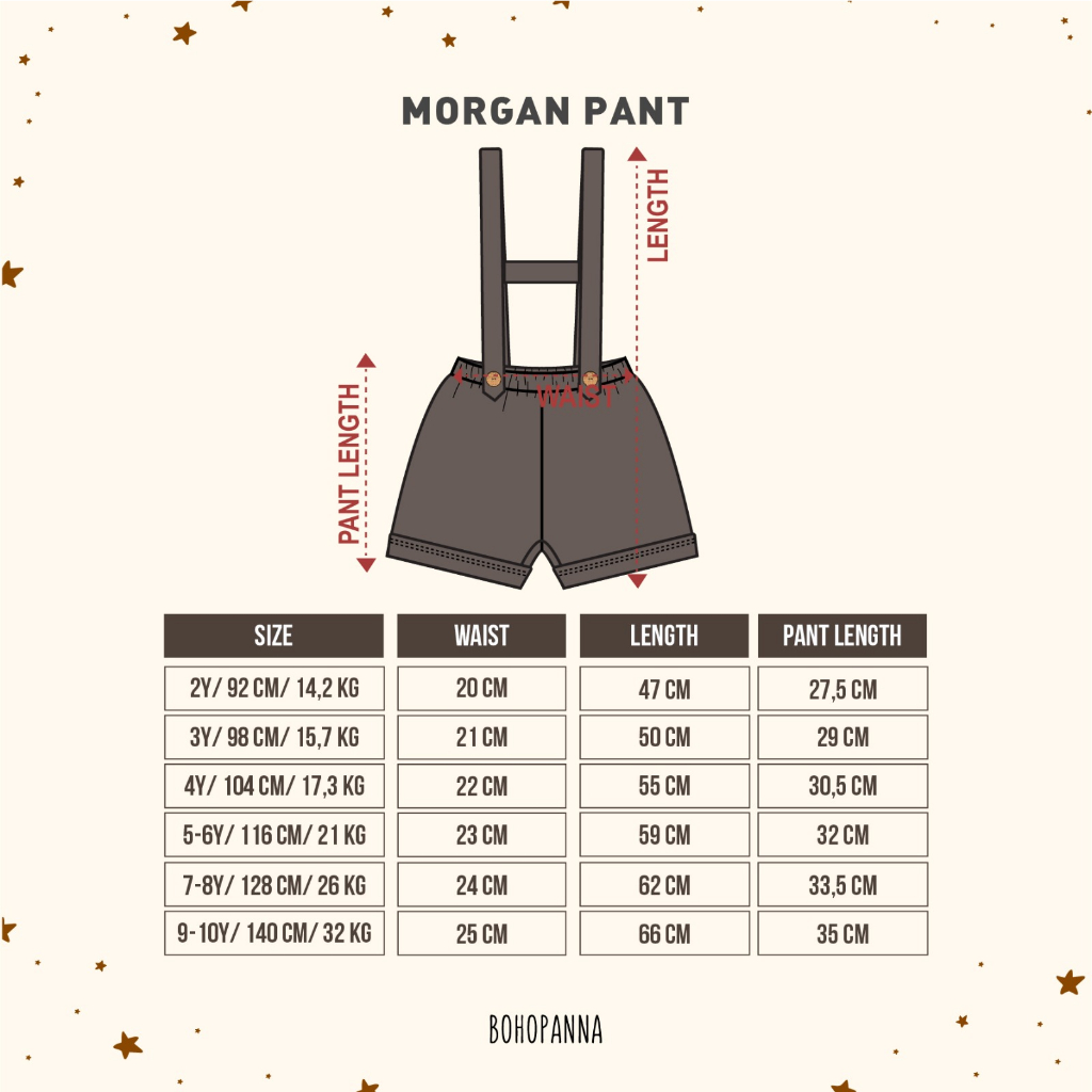 BOHOPANNA MORGAN PANT OVERALL CELANA SUSPENDER ANAK UNISEX USIA 0-10 TAHUN