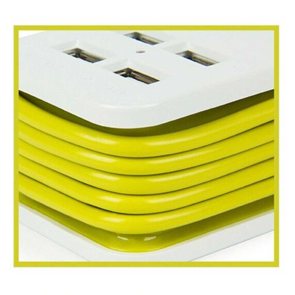 Stop Kontak Colokan Listrik Universal 4 USB Port EU Plug Kompartemen Kabel Portable Stopkontak Berkualitas