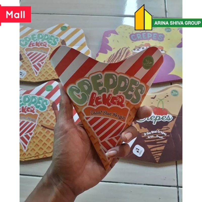 

100 LEMBAR KEMASAN CREPES 3D PAPER CRAFT | KERTAS LEKER CRISPY HIGH QUALITY | BOX LEKKER WAFFLE CROFFLE PRODUK TERBARU | ARINA SHIVA GROUP 1873