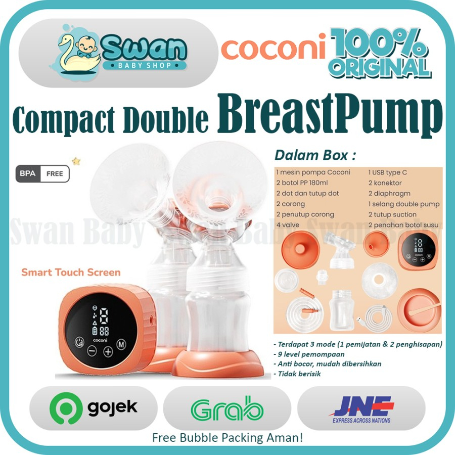 Coconi Compact Electric Double Breastpump / Pompa Asi Ganda Portable