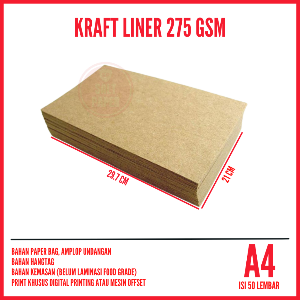 

Samson Kraft 275 gsm A4 isi 50 lembar / Kertas Samson Kraft Liner Tebal 275 gram