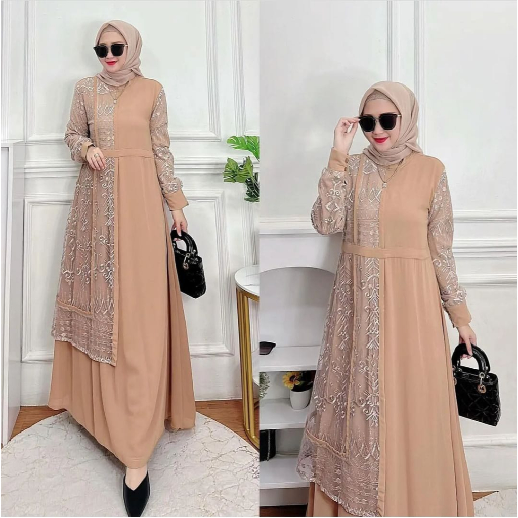 Rebeca dress brukat Gamis kondangan mewah gaun pesta baju wanita muslimah