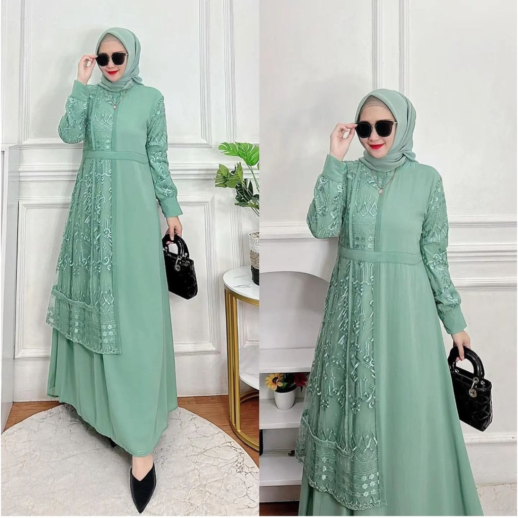 Rebeca dress brukat Gamis kondangan mewah gaun pesta baju wanita muslimah