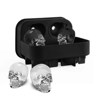 Cetakan Es Batu Tengkorak Silikon/Ice Cube Tray Silikon Skull 4 Sekat
