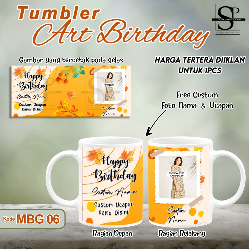 Gelas Mug Happy Birthday Custom Foto Custom Nama Custom Ucapan