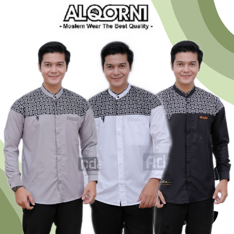 baju koko muslim dewasa lengan panjang motif falcon terbaru bahan toyobo imort al qorny || baju koko