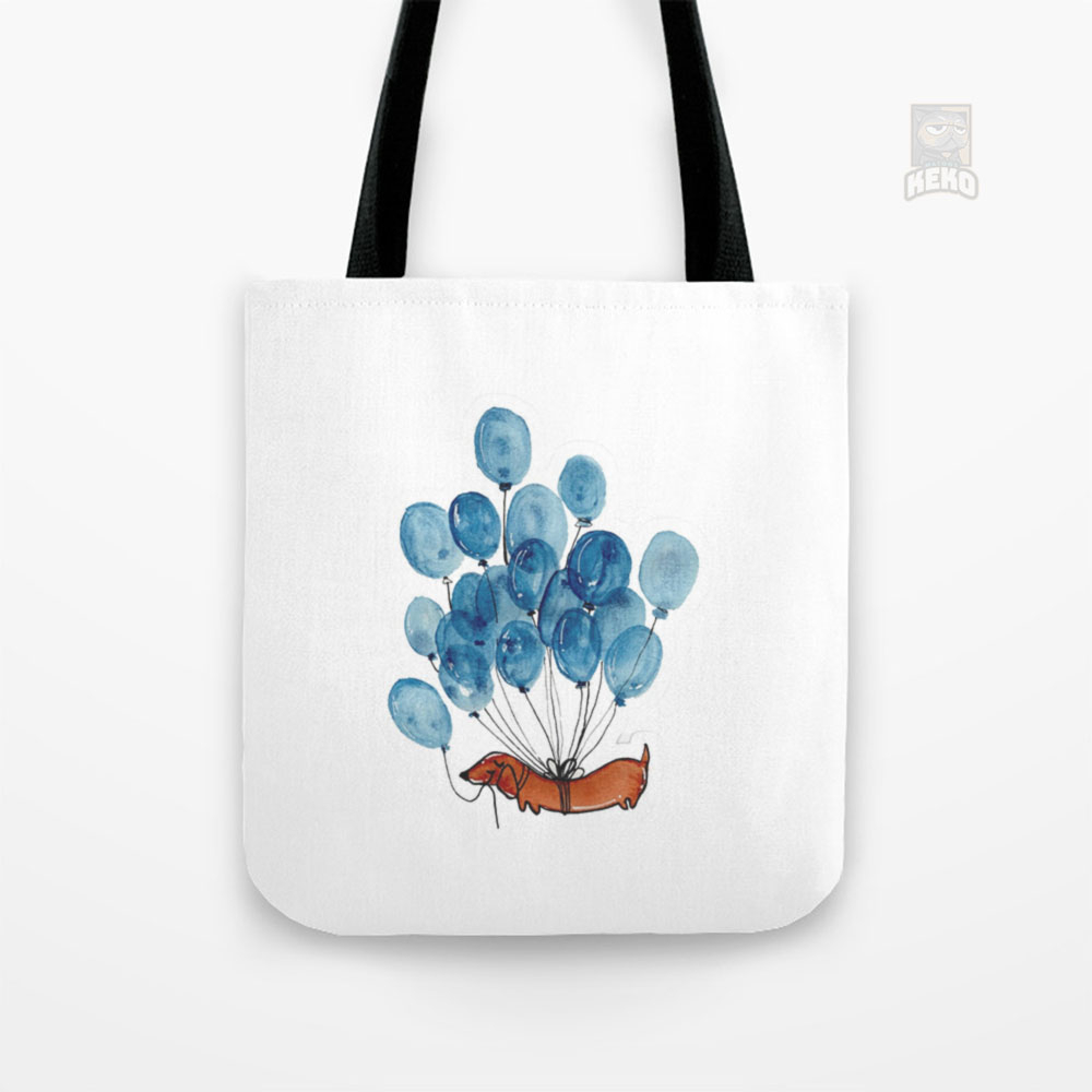 Dachshund dog and balloons Tote Bag Kanvas