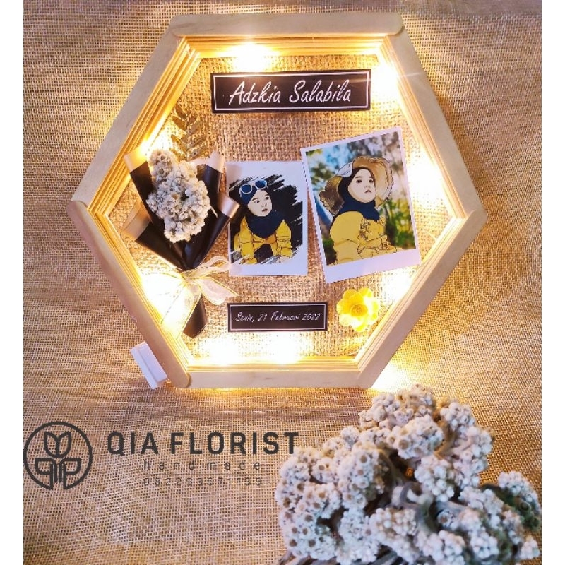 frame hexagonal stik es krim led