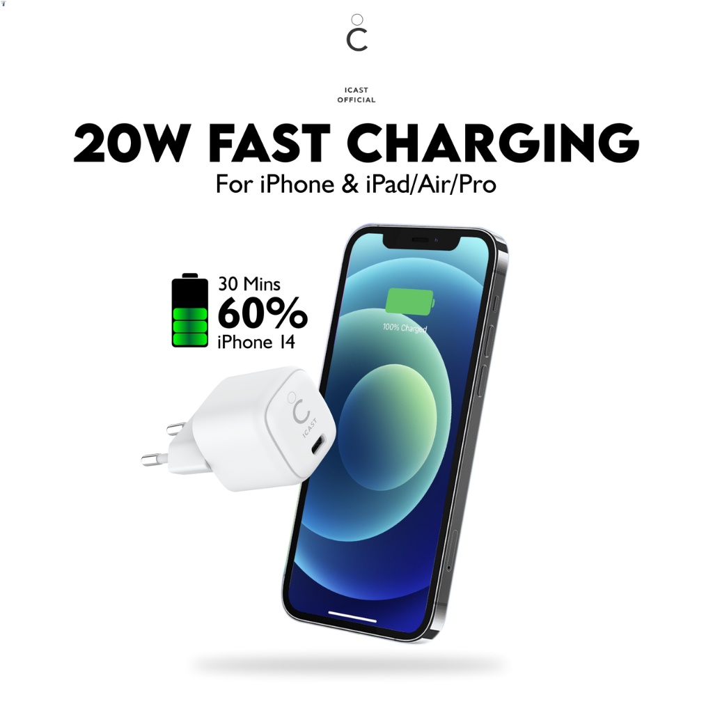 Adaptor 20W Mini USB C for iPhone iCast Charger Fast Charging