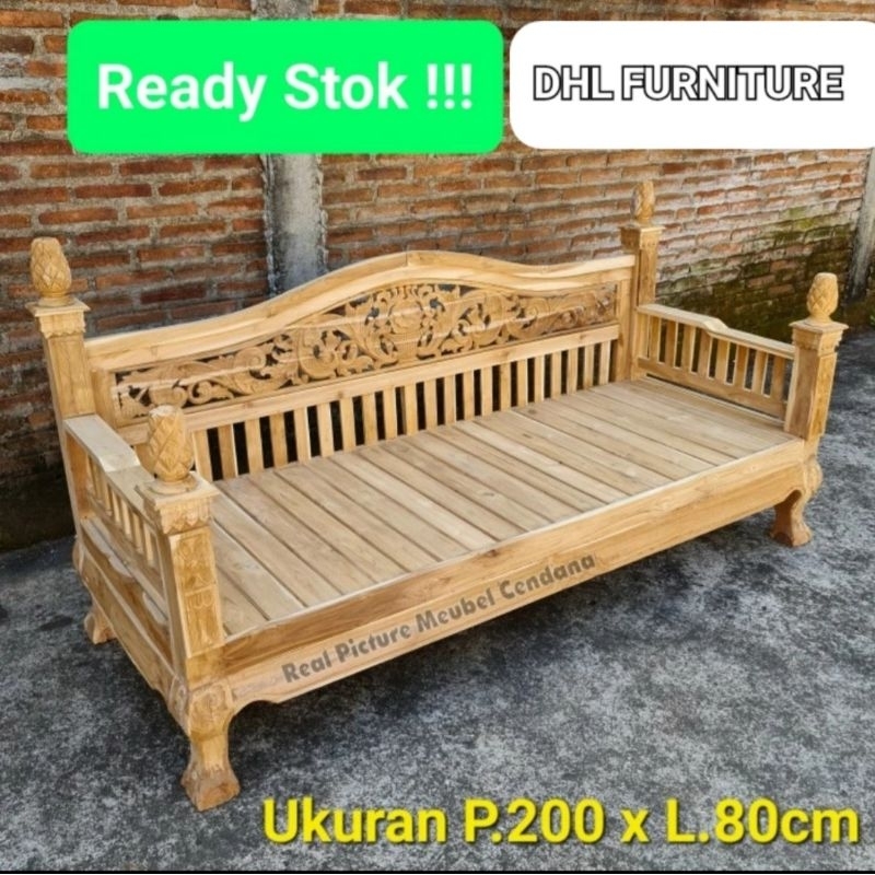 Bangku Santai Bale Bale Besar Kayu Jati Asli