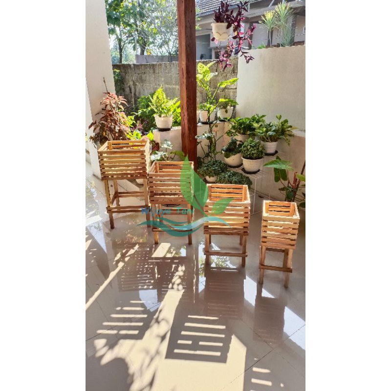 Pot Anggrek Kayu Jati Oven Gramma | Rak Anggrek Kayu | Pot Anggrek Gramma