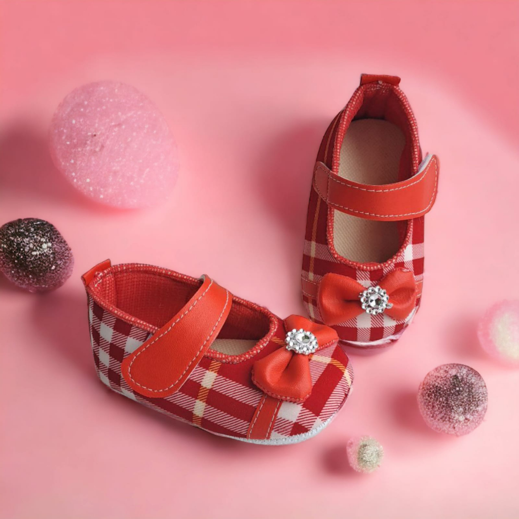 Sepatu Bayi Perempuan Strawberry Pita Usia 0-14 Bulan