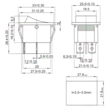 Saklar Switch On-Off 4 Pin Besar + Lampu