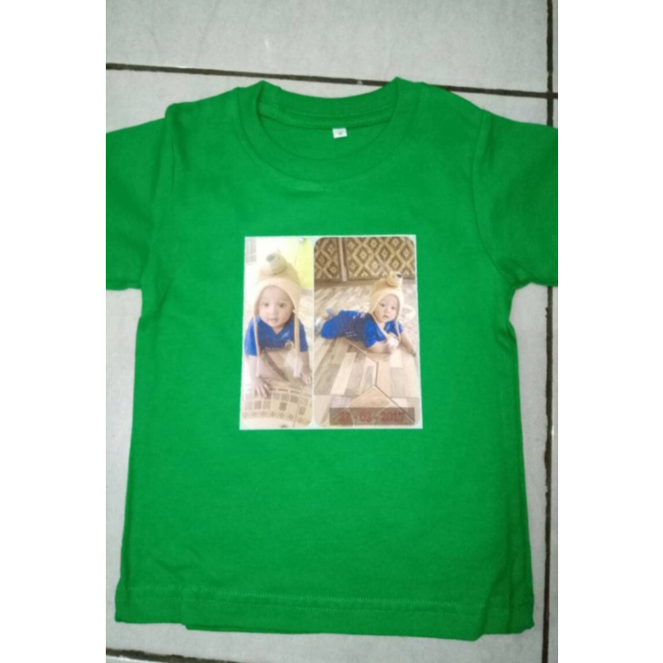 KAOS SABLON FOTO ANAK NAMA FOTO GAMBAR SENDIRI - KAOS DAN SABLON