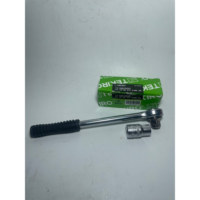 Paket mata shock Tekiro 6pt 1/2” + gagang kunci ratchet