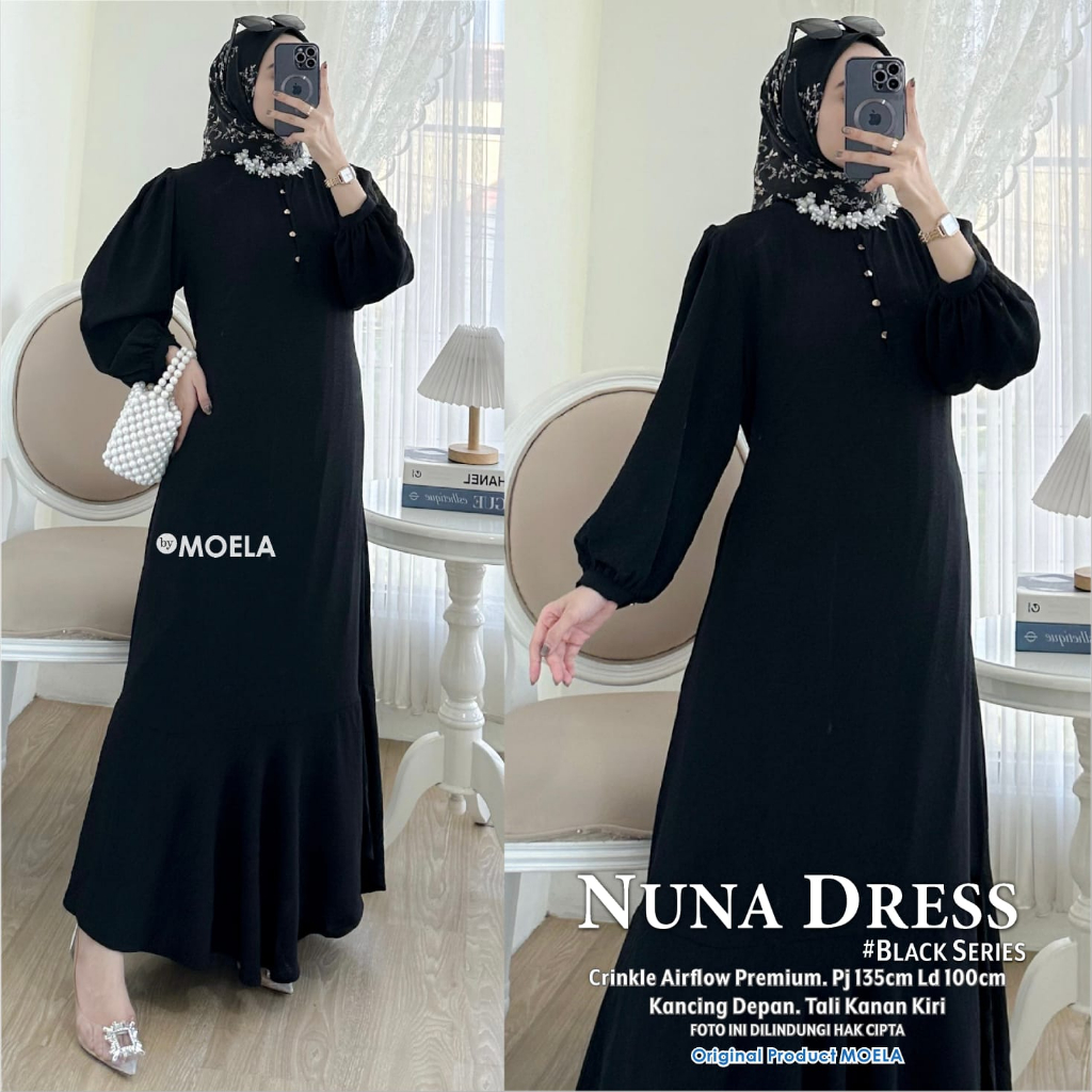 DANSA DRES MOTIF CRINKLE BY MOELA ORIGINAL BERLABEL / SIAMA  DRESS /HINSY DRES MOELA/ NUNA DRESS