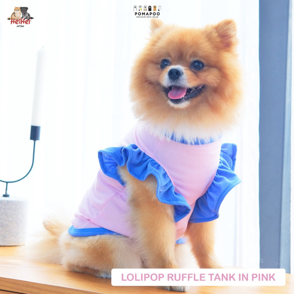 Baju Kaos Kucing Anjing Betina LOLIPOP RUFFLE TANK - Pomapoo