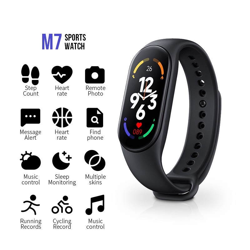 SmartWatch M7 Bracelet Sport Fitness Pedometer Heart Rate Blood Pressure Monitor Sports Bluetooth Smartband For Women Men's