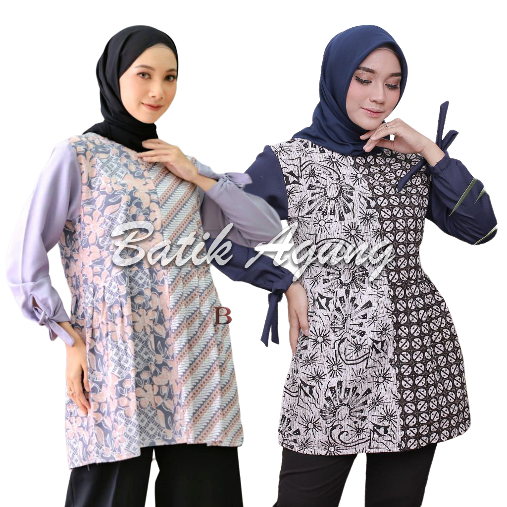 Atasan Fashion Wanita Muslim Blouse Bluse Batik Wanita Dewasa Remaja Seragaman Modern Cantik Premium
