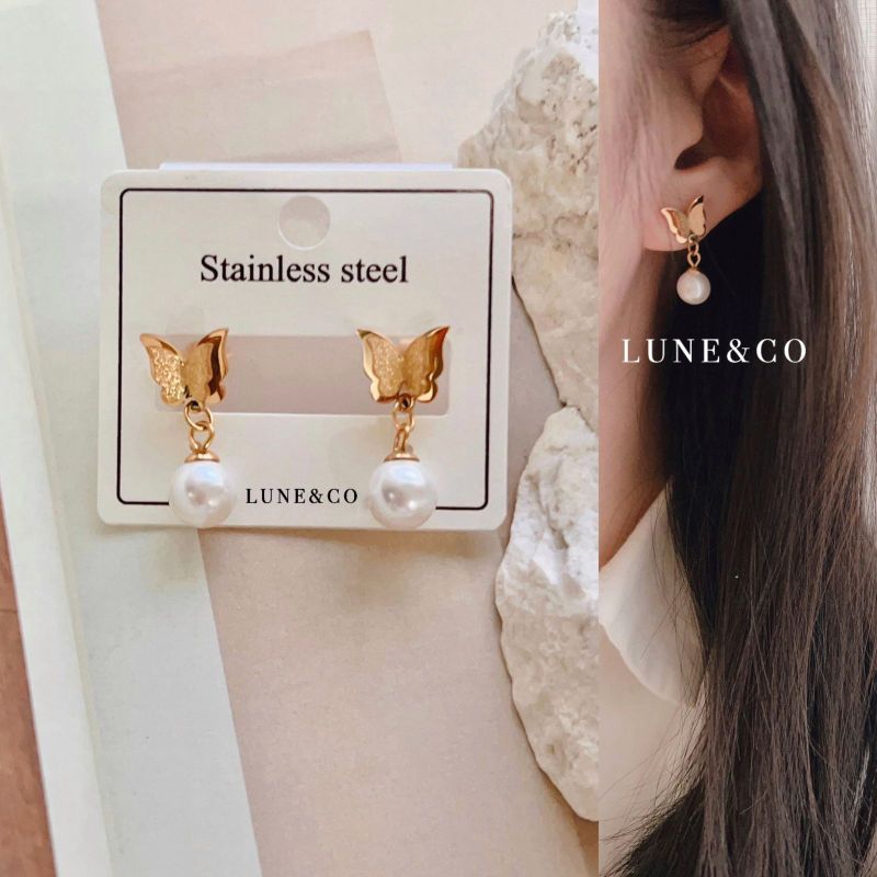 Anting Kupu Mata Solitare Titanium AS24