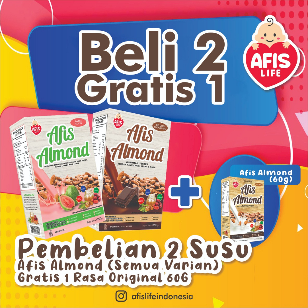 PAKET HEMAT AFIS SUSU ALMOND 3 KOTAK - 3 X 200gr